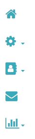 menu A home icon, cog icon, address book icon, envelope icon, and graph icon stacked in a column.