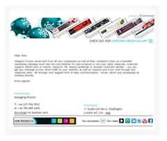 Personal email 1 A screenshot of an email with colourful banners at the top and bottom, and indiscernible text in the body.
