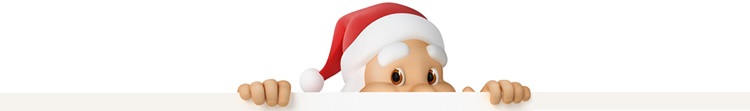 santas-signature A cartoon Santa Clause peeping over a white screen.