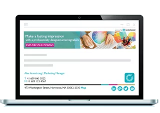 Deploy and assign.fw A laptop screen showing the Rocketseed email banner and signature.