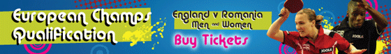 english-table-tennis-email-banner An email banner with the words "European Champs Qualification", "England v Romania Men- Women" and "Buy Tickets", and an image of two table tennis players on the right.