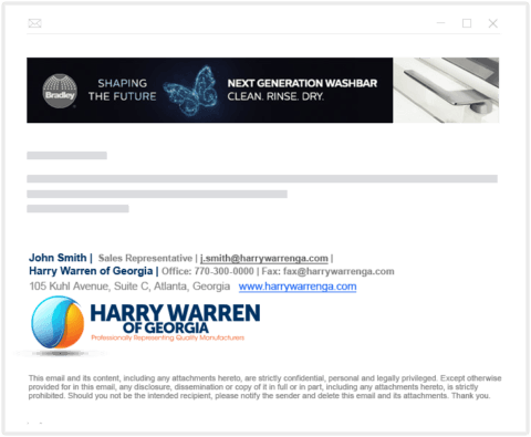 Harry Warren GA branded email example Harry Warren GA branded email example