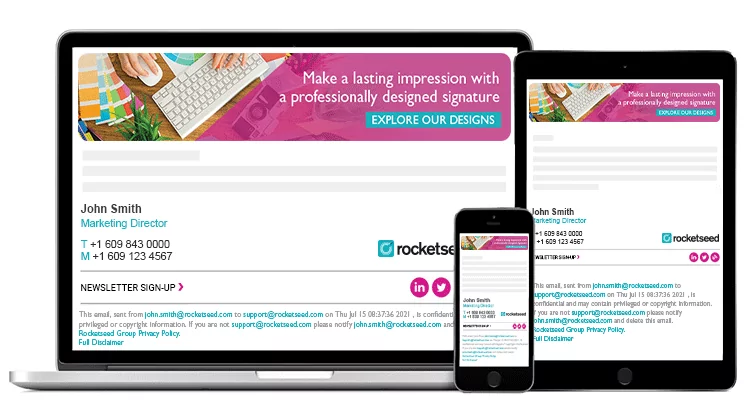 Rocketseed branded email on multiple devices Rocketseed branded email on multiple devices
