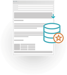 Solutions for Customer Service - Gather Customer Data and Reporting A graphic of a browser window with a stack of coins and a star superimposed.