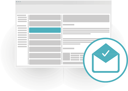 Solutions for Sales - Silent Read Alerts A graphic showing an email interface with a superimposed icon showing an open envelope with a tick on it.