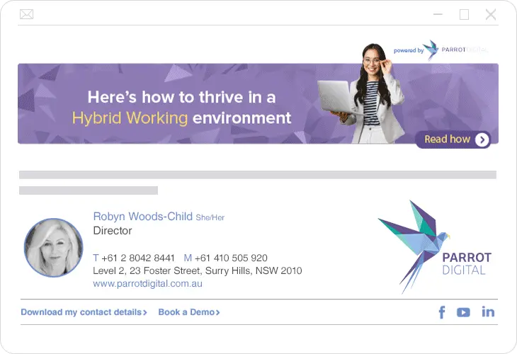 Animated branded email signature example Animated branded email signature example