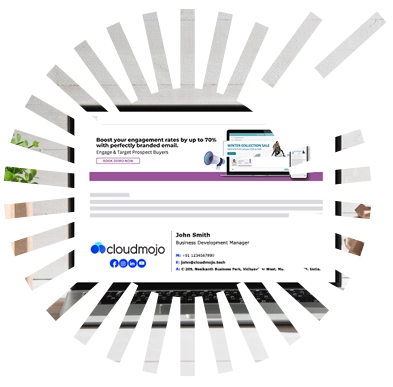 Cloud Mojo Branded email - Rocketseed An example of CloudMojo's branded email in a laptop screen