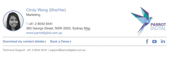 Email signature example with pronoun next to name Email signature example with pronoun next to name