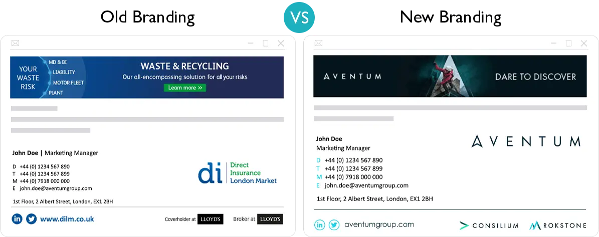 Email signature rebrand - old vs new Email signature rebrand - old vs new