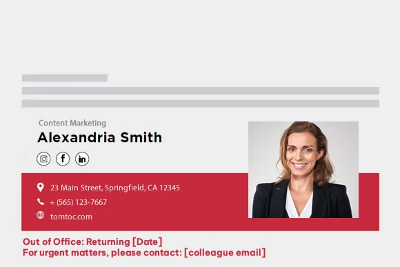Out of office example Professional and minimalist Email Signature Example