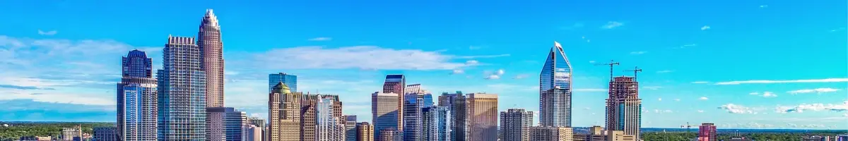 Rocketseed expansion in the US An image taken by a drone of Charlotte, North Carolina, USA skyline