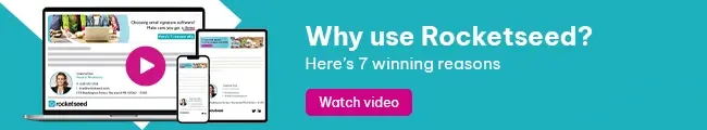 Video email marketing banner example - Rocketseed An example of a email signature marketing banner promoting video content